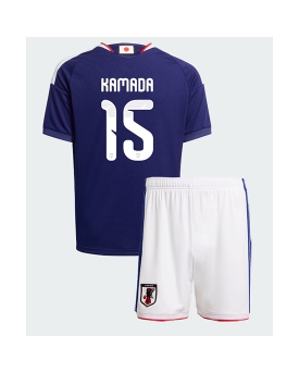 Billige Fotballdrakt Japan Daichi Kamada #15 Replika Hjemmedraktsett Barn VM 2026 Kortermet (med bukser)